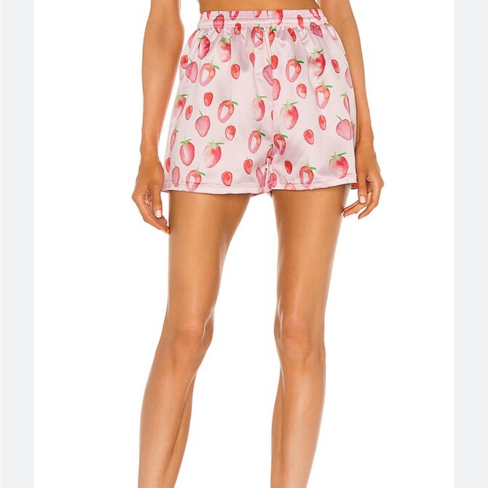 By Sami ryan x dessie Jackson painted strawberries satin shorts